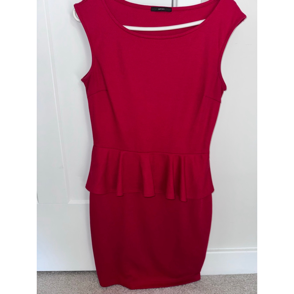 Women's Unbranded Red Peplum Mini Dress S - Picture 3 of 5